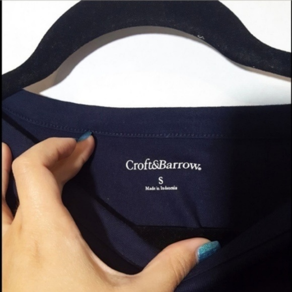 Croft and Barrow Blouse Navy Top Long Sleeve NWT - Picture 4 of 4